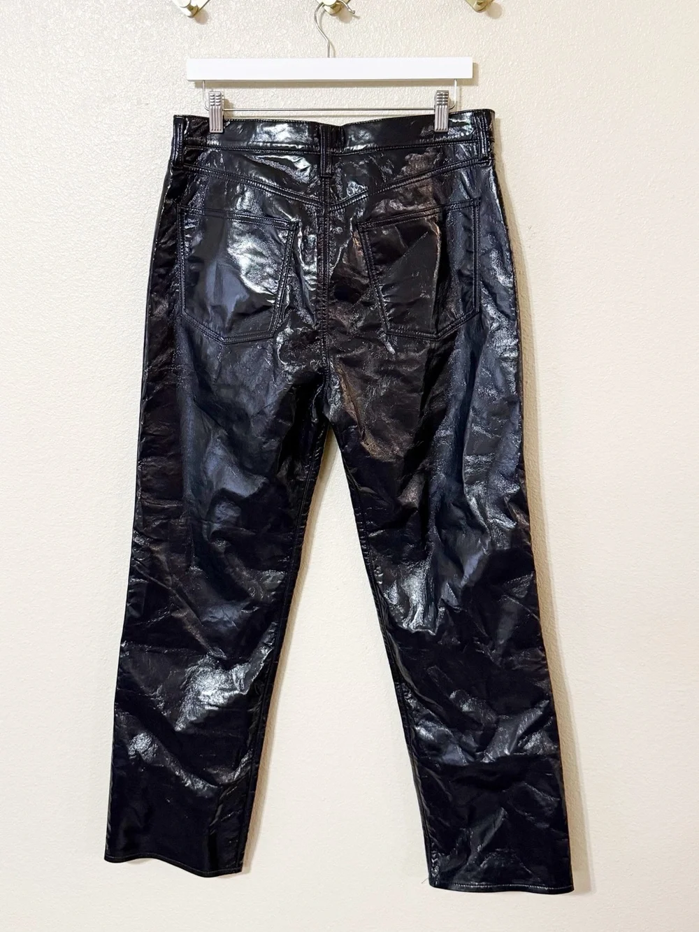 Agolde Recycled Leather 90's Pinch Waist in Shadow Patent A164-1351 size 31